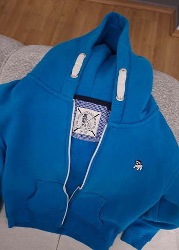 The spitalfield Erkek Çocuk Kapüşonlu Fermuarlı Mavi Sweatshirt - Görsel 5