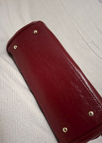 Matraş Bordo Parlak Deri Kadın Çanta Orijinal - Görsel 10