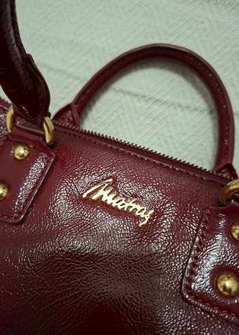 Matraş Bordo Parlak Deri Kadın Çanta Orijinal - Görsel 3