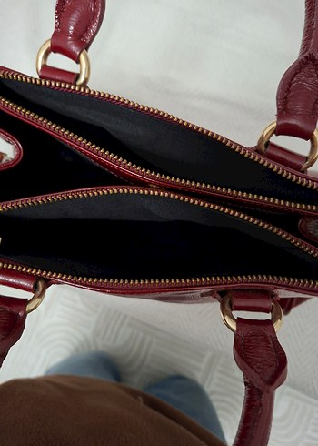 Matraş Bordo Parlak Deri Kadın Çanta Orijinal - Görsel 6