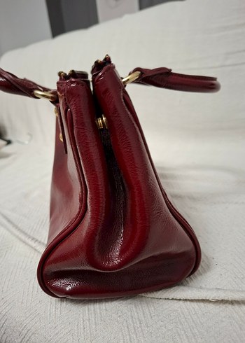 Matraş Bordo Parlak Deri Kadın Çanta Orijinal - Görsel 9