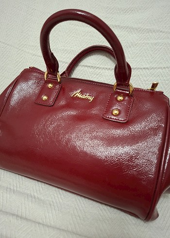 Matraş Bordo Parlak Deri Kadın Çanta Orijinal - Görsel 2