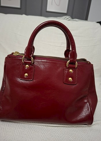 Matraş Bordo Parlak Deri Kadın Çanta Orijinal - Görsel 4