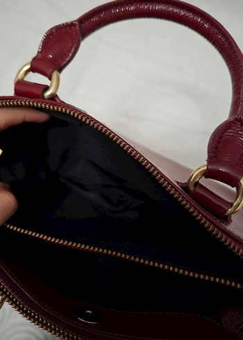 Matraş Bordo Parlak Deri Kadın Çanta Orijinal - Görsel 8