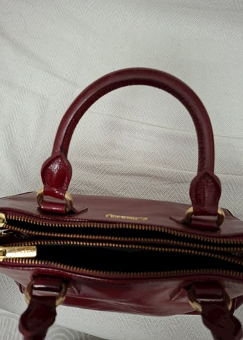 Matraş Bordo Parlak Deri Kadın Çanta Orijinal - Görsel 5