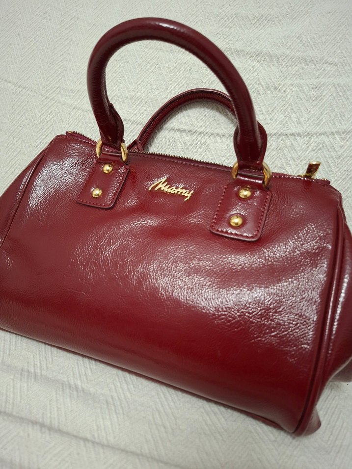 Matraş Bordo Parlak Deri Kadın Çanta Orijinal - Görsel 2
