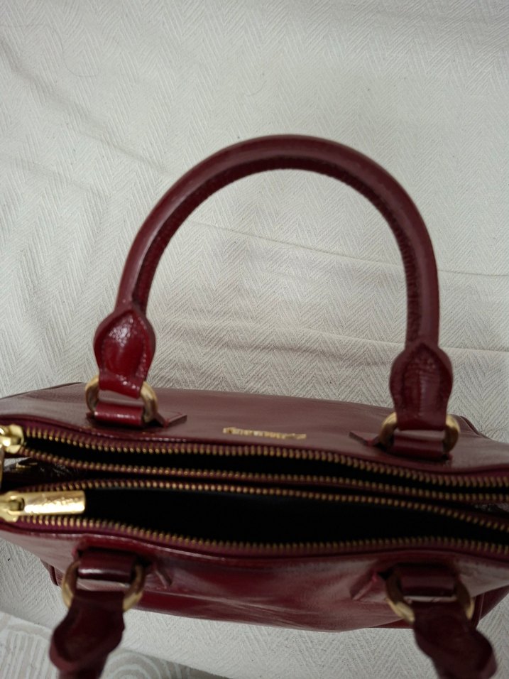 Matraş Bordo Parlak Deri Kadın Çanta Orijinal - Görsel 5