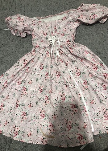 Pembe Çiçekli Midi Bohem Elbise