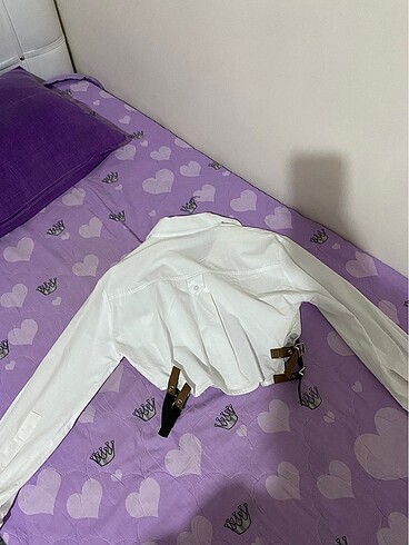 Diğer Crop gömlek kemer detaylı