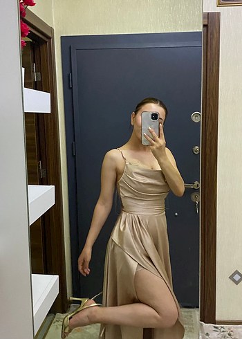 m Beden çeşitli Renk Uzun yırtmaçlı sırt dekolteli abiye