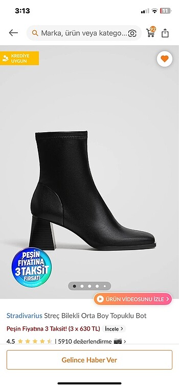 stradivarius strec bilekli orta boy topuklu bot