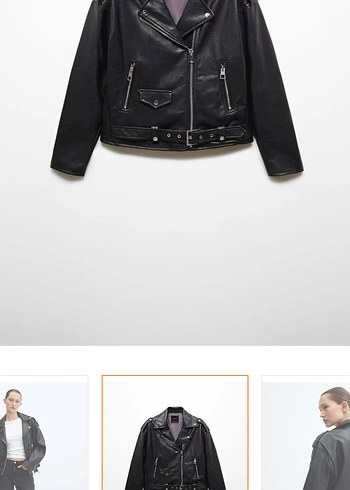 MANGO Siyah Deri Görünümlü Biker Ceket - Görsel 2