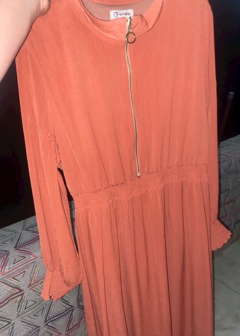 Kahverengi Piliseli Uzun elbise - Görsel 3