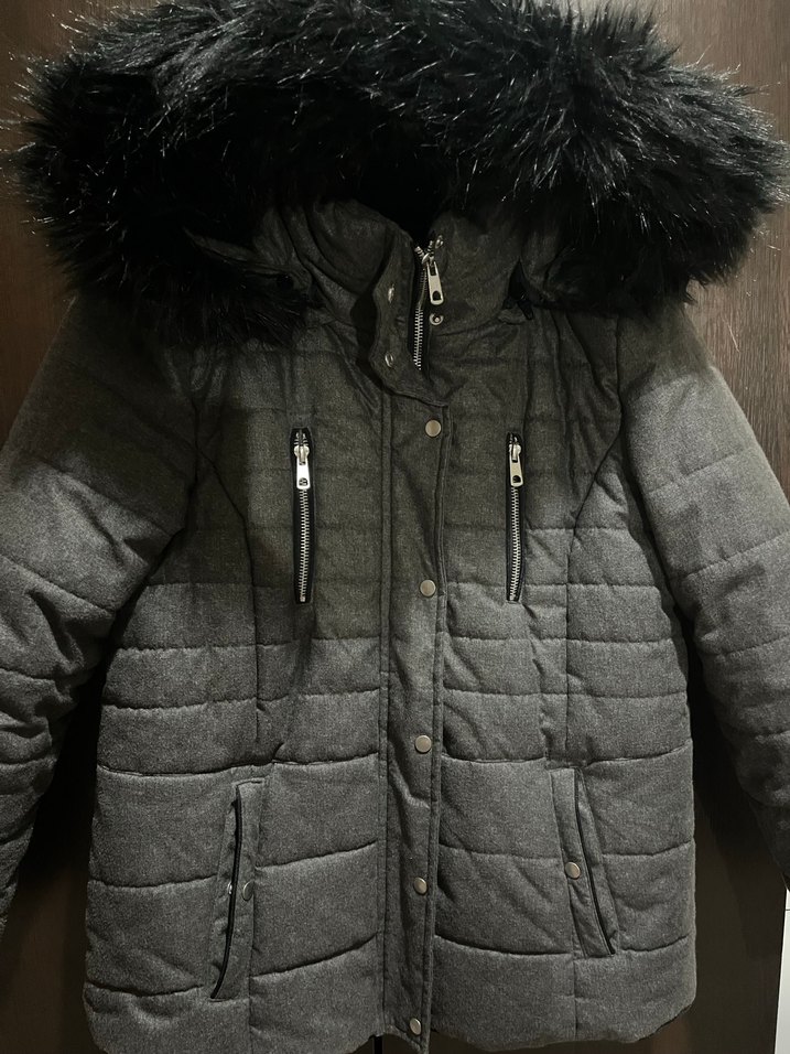 Gri Kürklü Kadın Kışlık Mont - Görsel 3