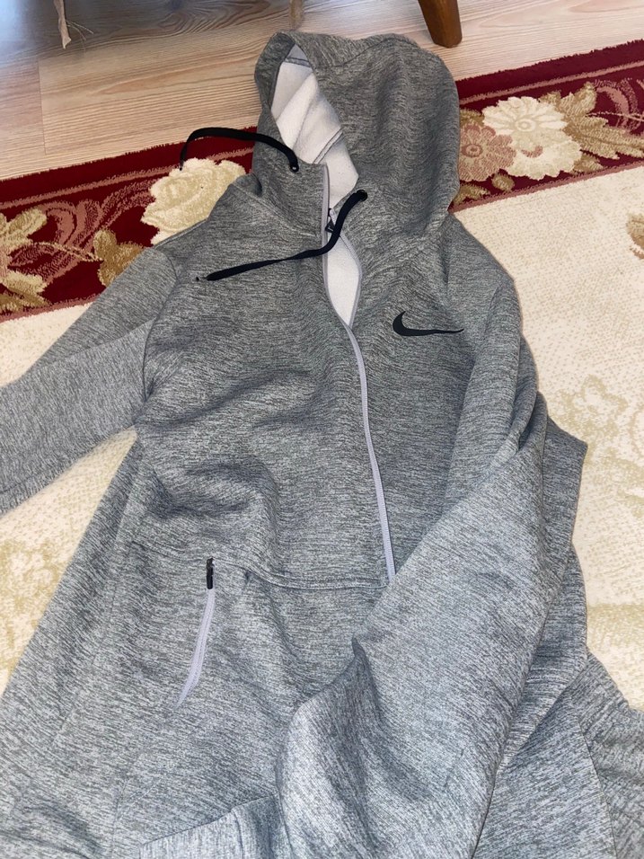 Erkek Gri Fermuarlı Kapüşonlu eşofman takımı - Görsel 2
