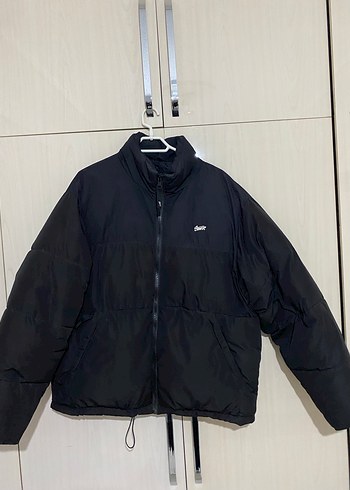 Erkek Siyah Fermuarlı Şişme Mont Oversize - Görsel 6