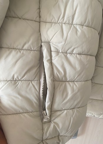 Beyaz Krem Fermuarlı Erkek Şişme Mont - Görsel 5