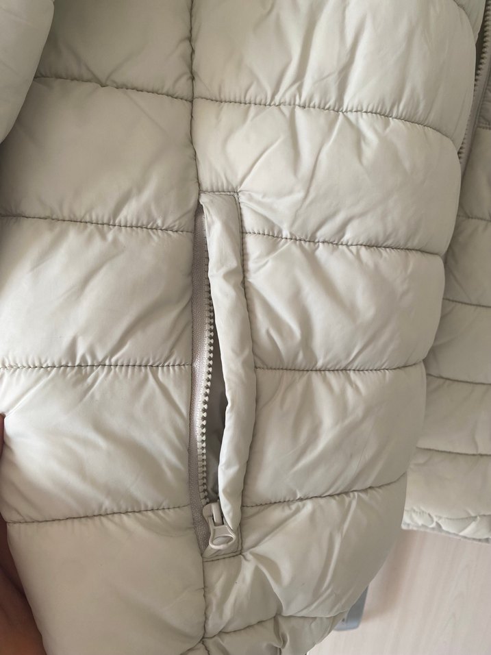 Beyaz Krem Fermuarlı Erkek Şişme Mont - Görsel 5