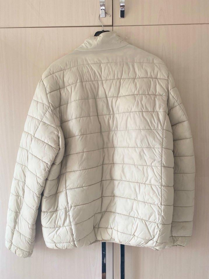 Beyaz Krem Fermuarlı Erkek Şişme Mont - Görsel 3