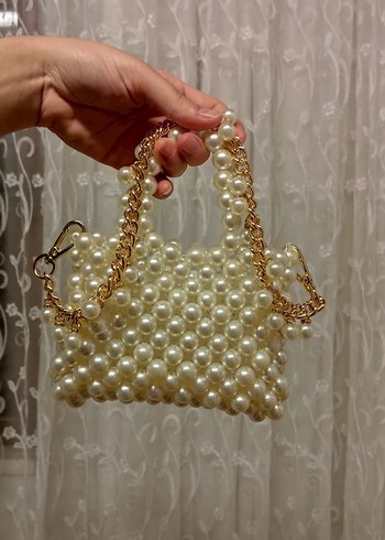 İncili el yapımı çanta - Görsel 6