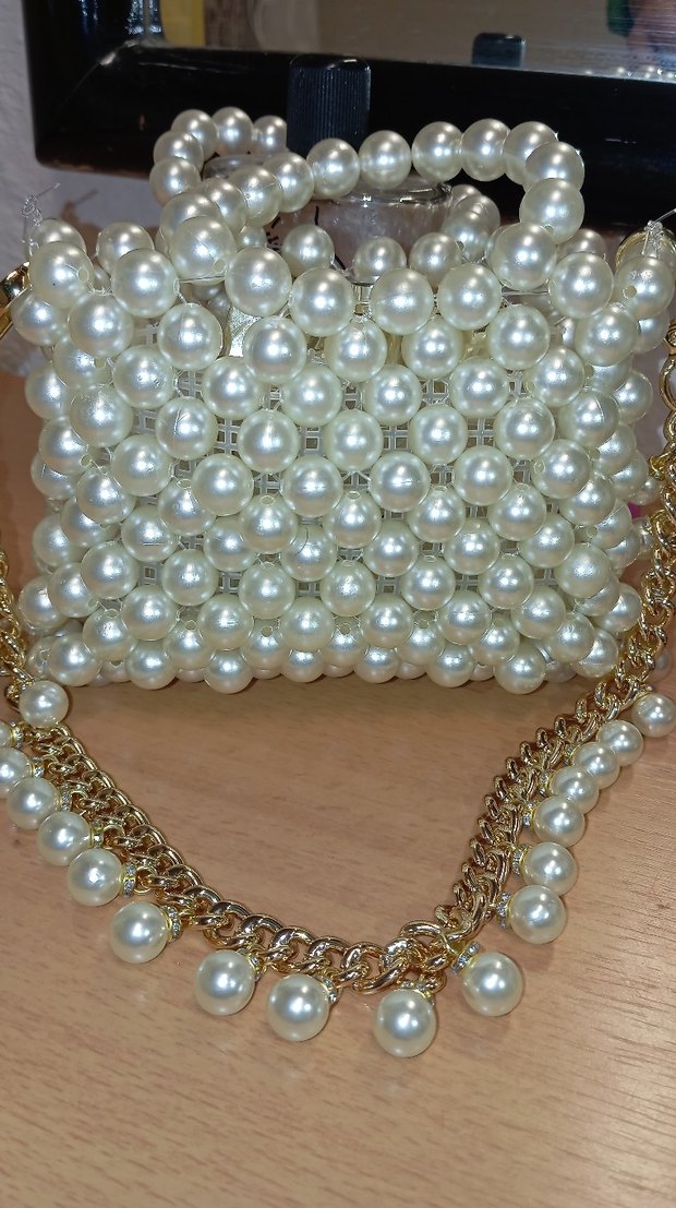 İncili el yapımı çanta - Görsel 3