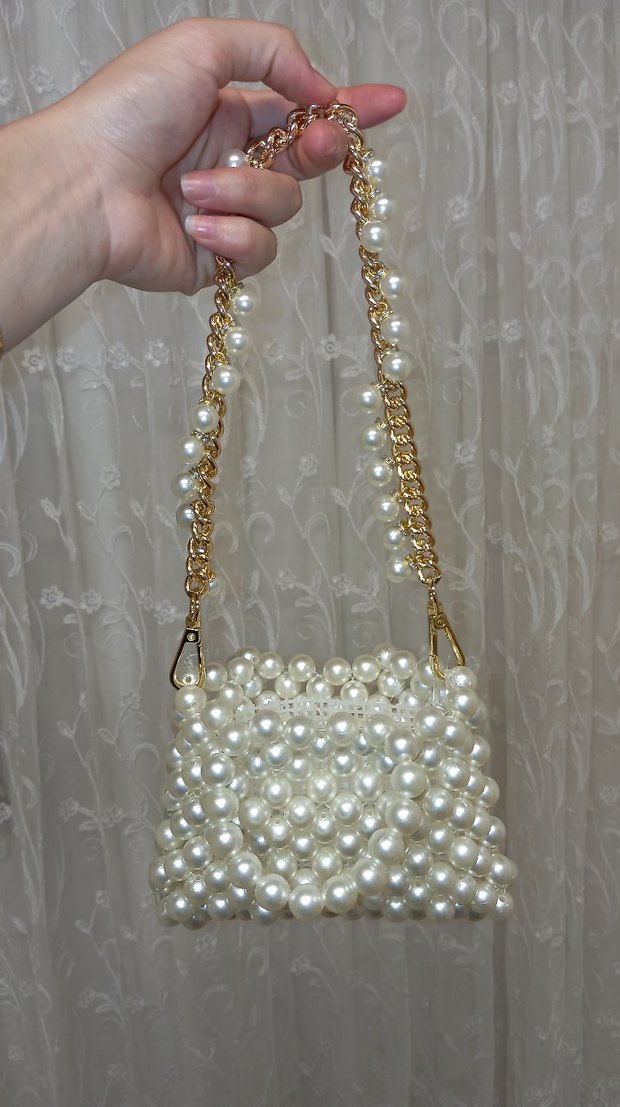 İncili el yapımı çanta - Görsel 5