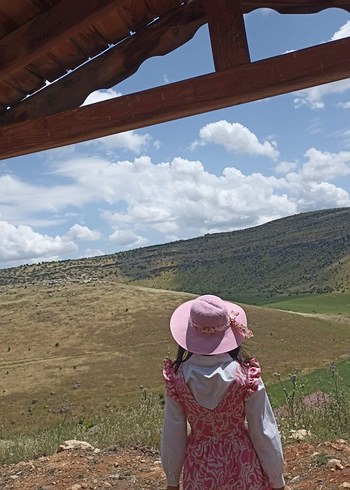 Pembe Bağlamalı Uzun Bohem Elbise - Görsel 5