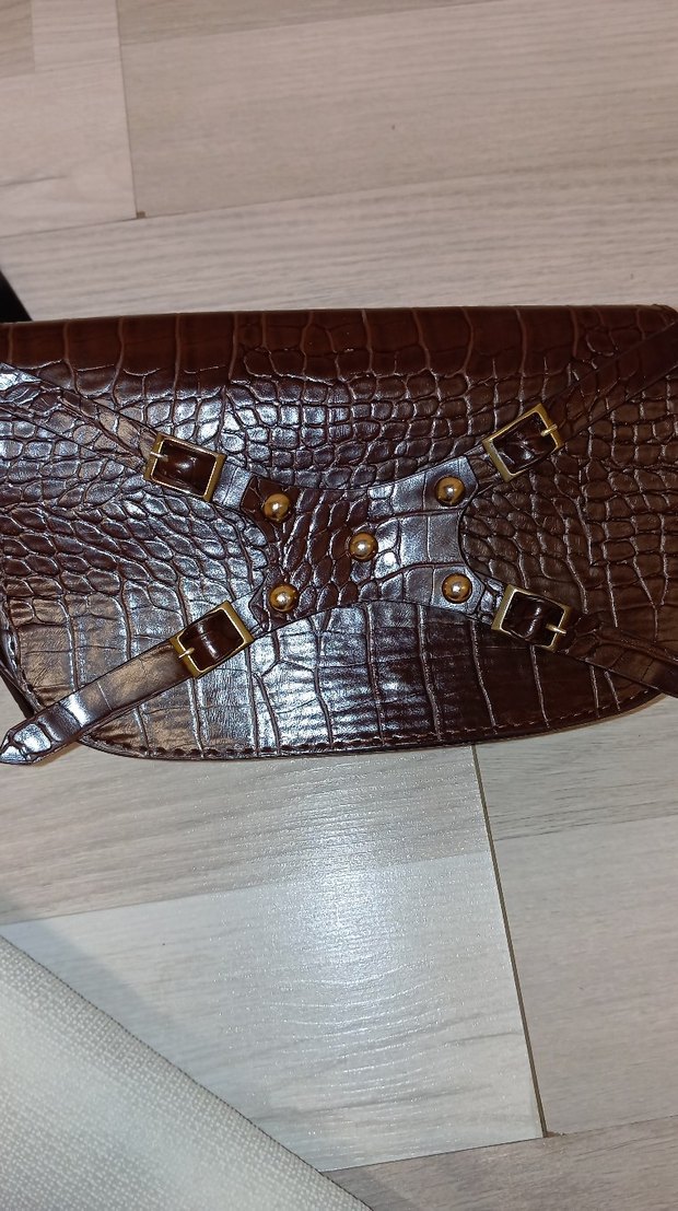 Kahverengi Deri Kemerli Vintage Kadın Çanta - Görsel 2