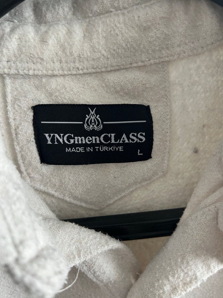 Düğmeli Beyaz oduncu Erkek Gömlek - Görsel 3