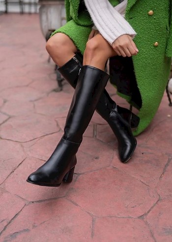 Siyah Kadın Çizme  Fermuarlı | Şık Model - Görsel 2