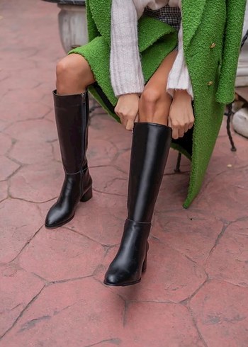 Siyah Kadın Çizme  Fermuarlı | Şık Model - Görsel 3