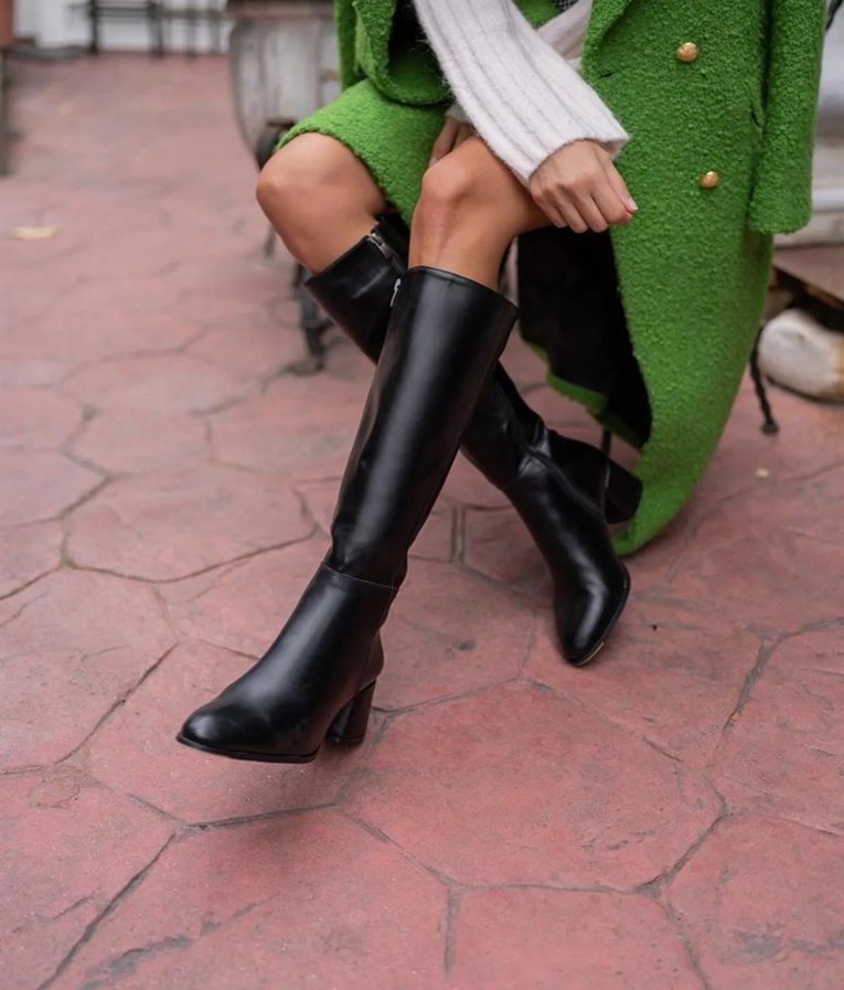 Siyah Kadın Çizme  Fermuarlı | Şık Model - Görsel 2