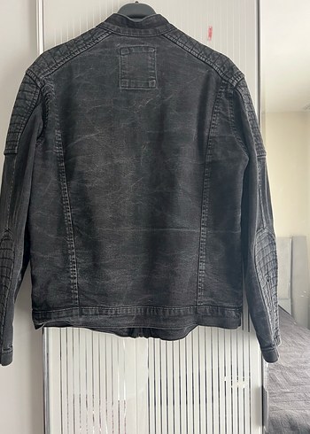 Siyah Fermuarlı Biker Denim Ceket - Görsel 2