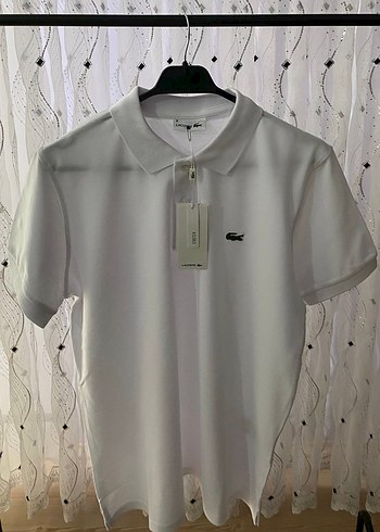 Lacoste SIFIR ETİKETLİ Erkek Beyaz Kısa Kollu Polo Tişört