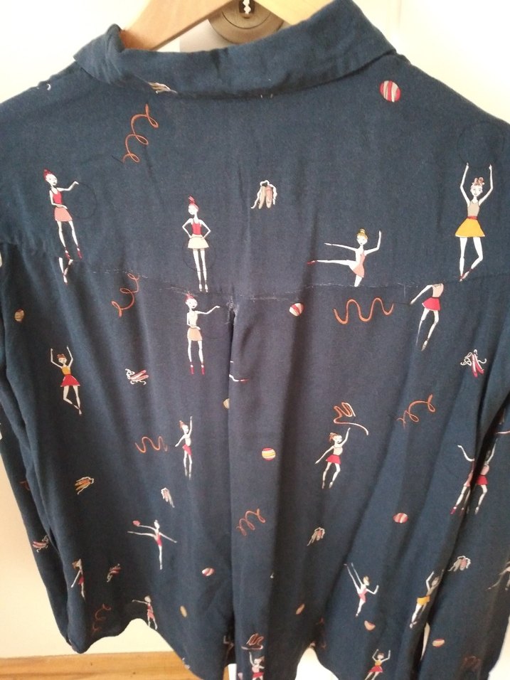 Desenli Kadın Lacivert Gömlek - Görsel 3