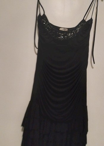 Siyah Straplez Gotik Midi Elbise - Görsel 3