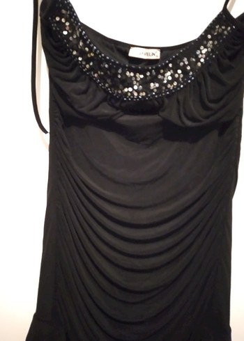 Siyah Straplez Gotik Midi Elbise - Görsel 2