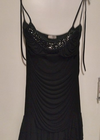 Siyah Straplez Gotik Midi Elbise - Görsel 4