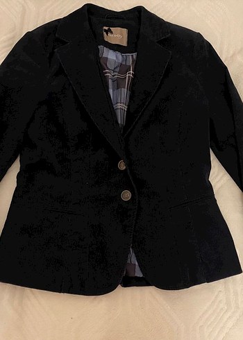 Düğmeli Gri Süet Kadın Blazer Ceket - Görsel 2