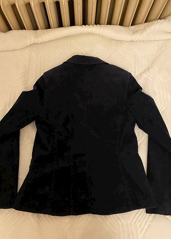 Düğmeli Gri Süet Kadın Blazer Ceket - Görsel 3