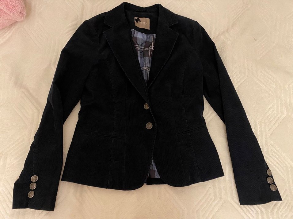 Düğmeli Gri Süet Kadın Blazer Ceket - Görsel 2