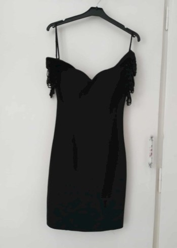 Drapeli V Yakalı Siyah Gotik Abiye Elbise - Görsel 2