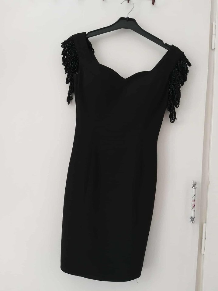 Drapeli V Yakalı Siyah Gotik Abiye Elbise - Görsel 4