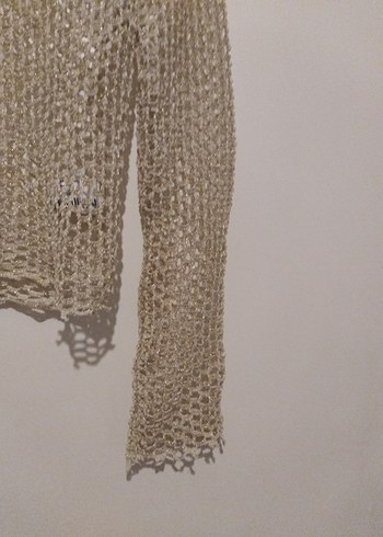 Bej Örgü Kadın Uzun Kollu Kazak - Görsel 3