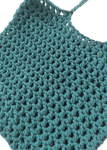 Koyu Yeşil Örgü Kadın Çanta - Görsel 2