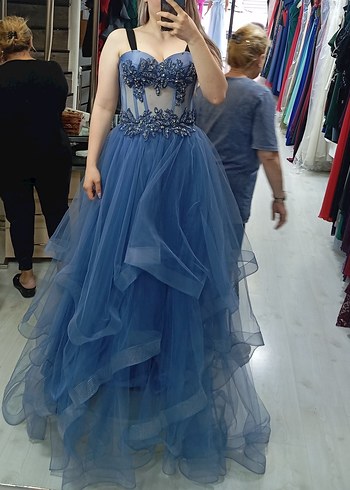 Straplez Angora Mavisi Nişanlık
