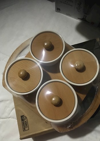 Ahşap Standlı 4 Parça Yuvarlak Kahvaltılık Set - Görsel 2