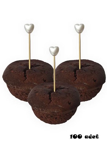 100 Adet Beyaz Kalp Kürdan - Görsel 2