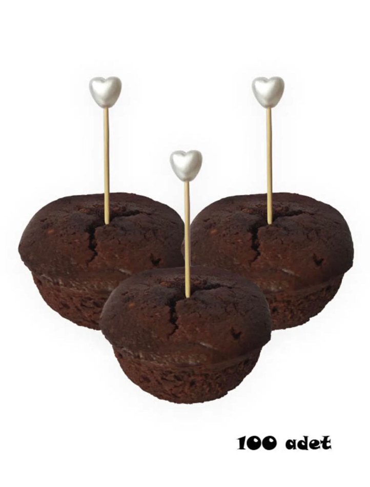 100 Adet Beyaz Kalp Kürdan - Görsel 2