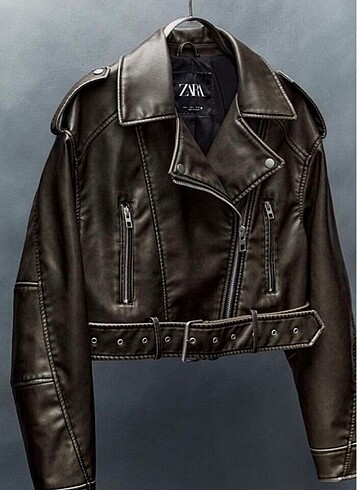 ZARA HAKİ DERİ CEKET
